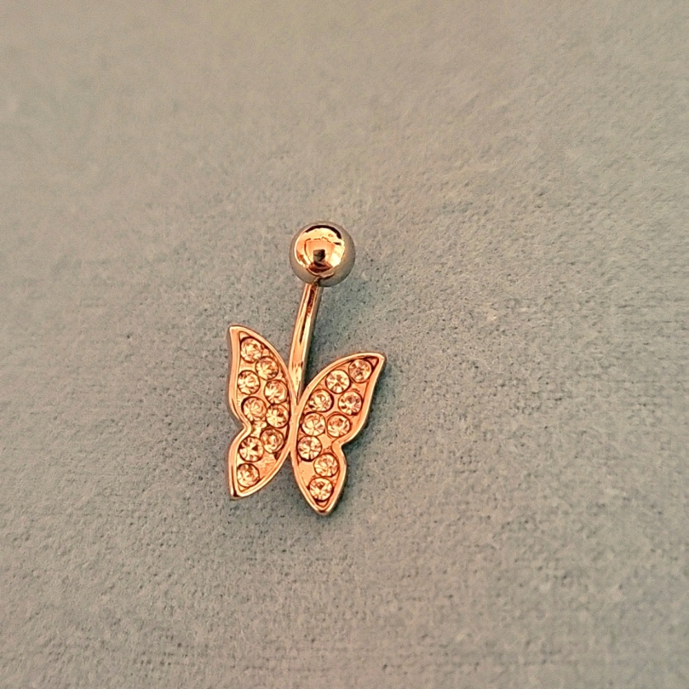 🆕️ Unique Butterfly Zircon Belly Button Ring